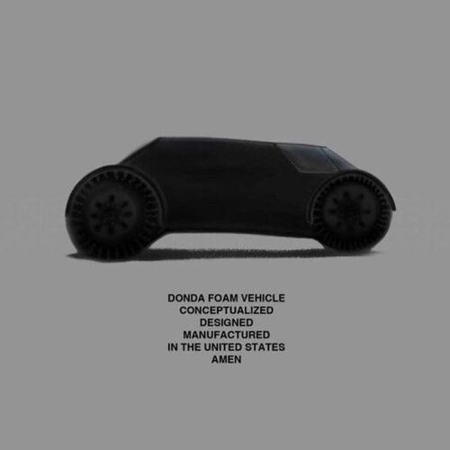 Anuncio con el boceto del prototipo de Donda Foam Vehicle