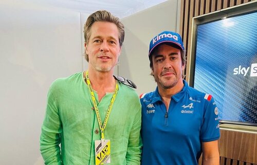 Fernando Alonso y Brad Pitt, en el GP de EEUU