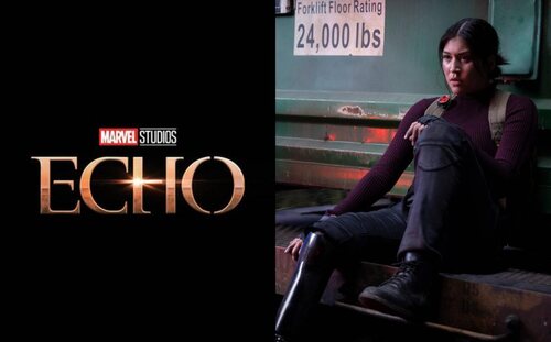 Logotipo de 'Echo' y fotograma del personaje en la serie 'Ojo de Halcón'