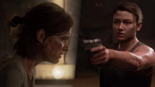 Abby encañonando a Ellie en 'The Last Of Us: Parte II'