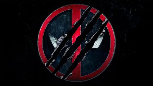 Imagen promocional del logo de Deadpool rajado por las garras de Lobezno