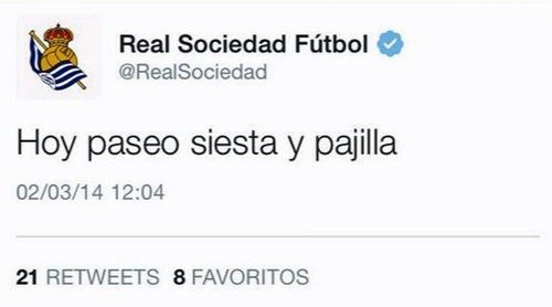 El extraño tweet que apareció en 2014 en el Twitter de la Real Sociedad