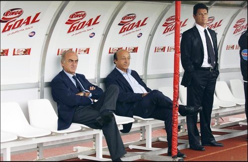 Antonio Giraudo (director deportivo), Luciano Moggi (presidente) y Fabio Capello (entrenador) de aquella Juventus