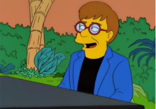 Elton John, en el capítulo 'Apoyo a Cupido' de 'Los Simpson'.
