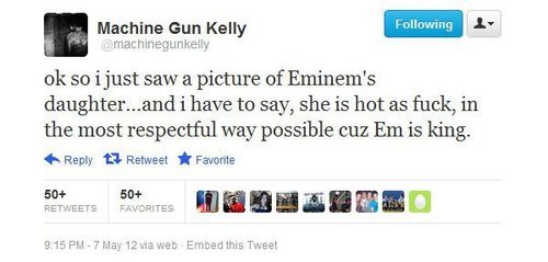 El tweet de Machine Gun Kelly que inició el beef.