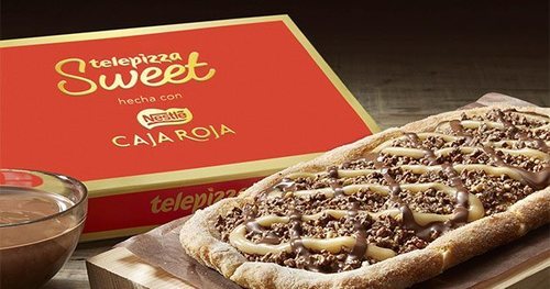 Juntar la pizza del Telepizza con la Caja Roja de Nestlé sigue siendo una de las alianzas más random.