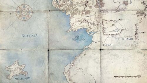 Mapa que muestra Númenor y zonas que se podrían ver en la serie